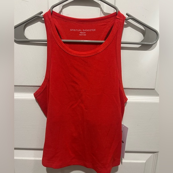 NWT spiritual gangster red cropped tank size small women's with built in bra - Picture 11 of 11